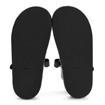 Chanel Lambskin Quilted Dad Sandals 41 Black 6 of 9