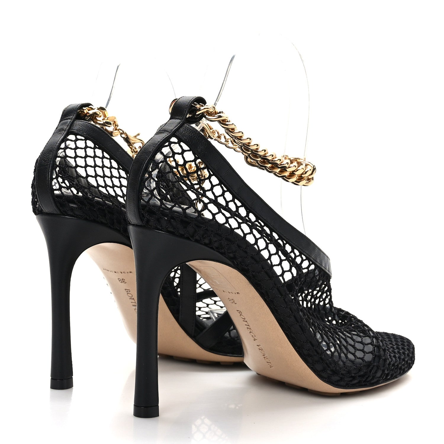Bottega Veneta Mesh Nappa Chunky Chain Sandals 39 Black 4 of 7