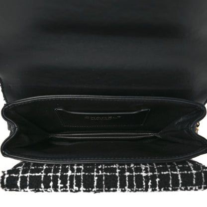 Chanel Tweed Lambskin Quilted Top Handle Flap Black White 5 of 10