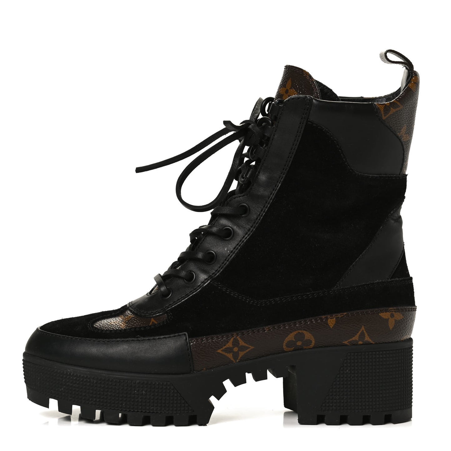 Suede Calfskin Monogram Laureate Platform Desert Boots 39 Black