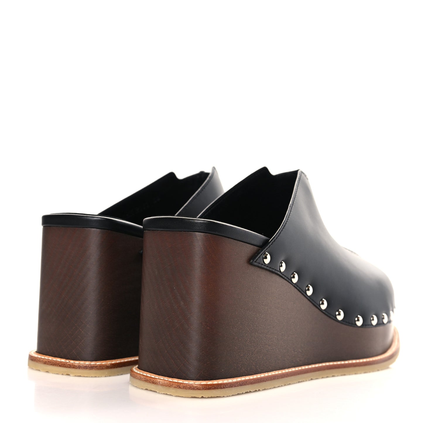 Calfskin Beechwood Earth Mules 38 Black