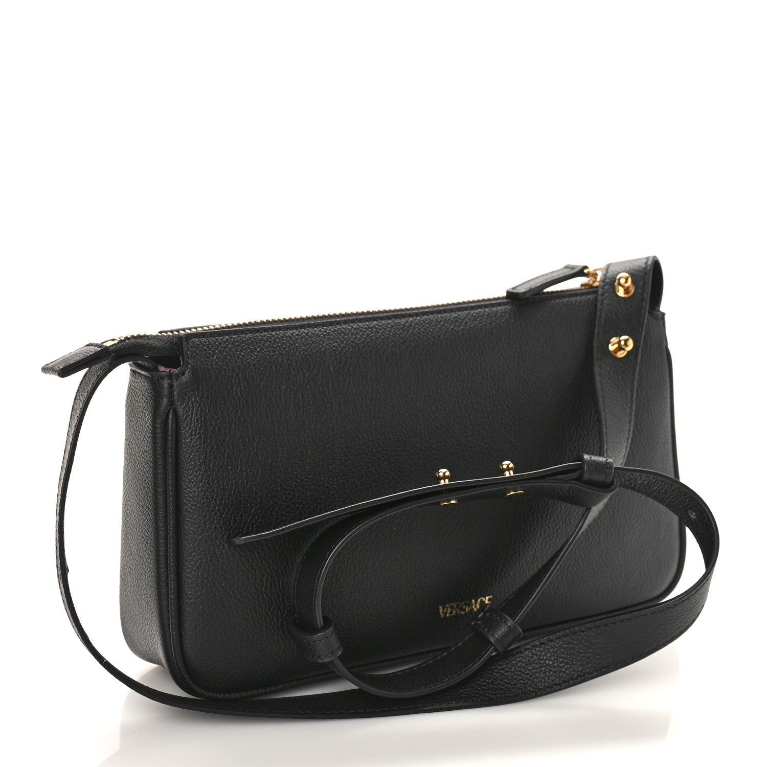 Versace Grained Calfskin Medusa Shoulder Bag Black 3 of 8
