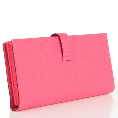 Hermes Epsom Bearn Gusset Wallet Rose Azalee 3 of 9