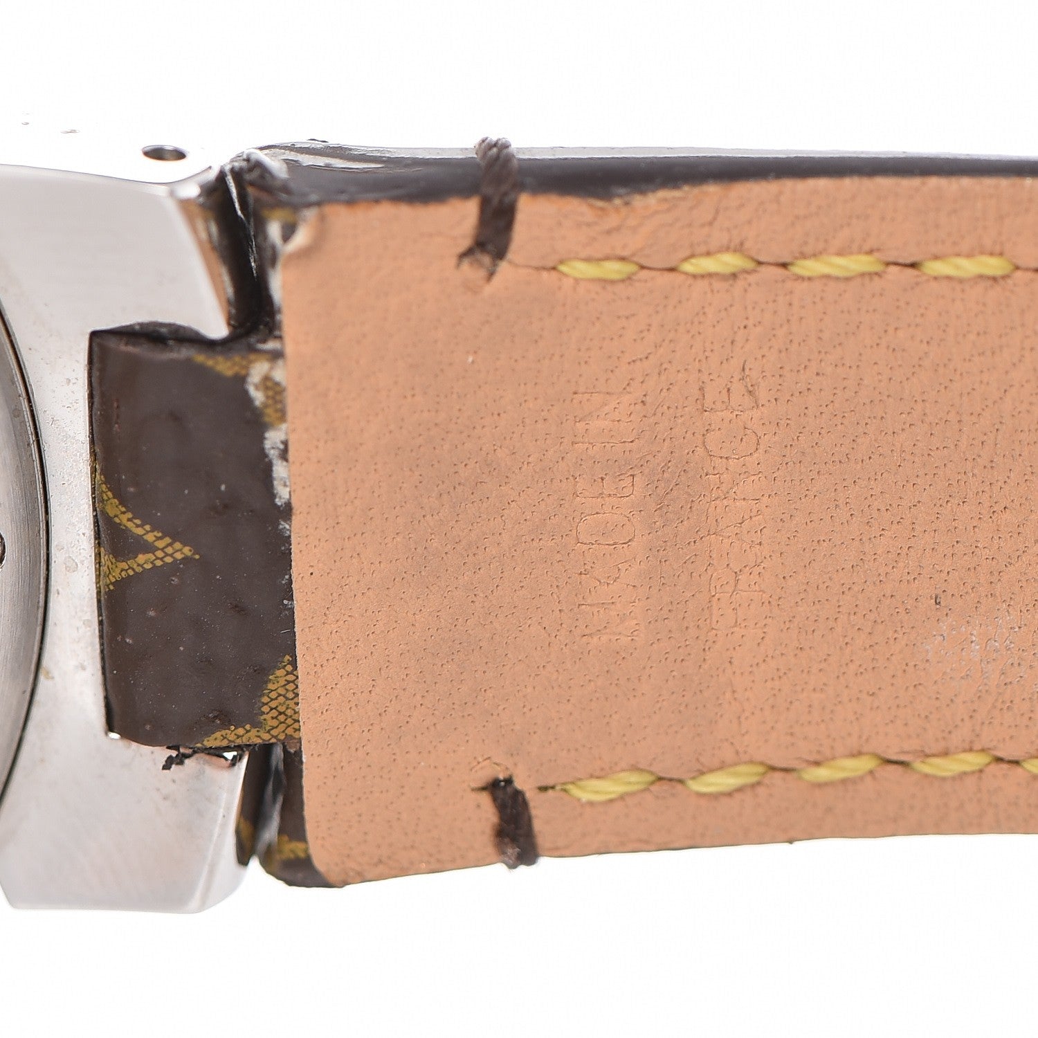 Louis Vuitton Stainless Steel Monogram 34mm Tambour Quartz Watch Brown 8 of 10
