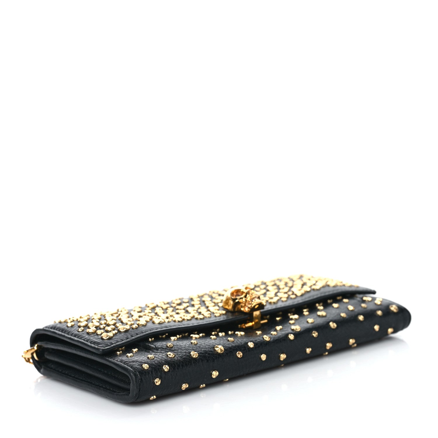 Alexander McQueen Calfskin Studded Skull Wallet on Chain Black 4 of 9