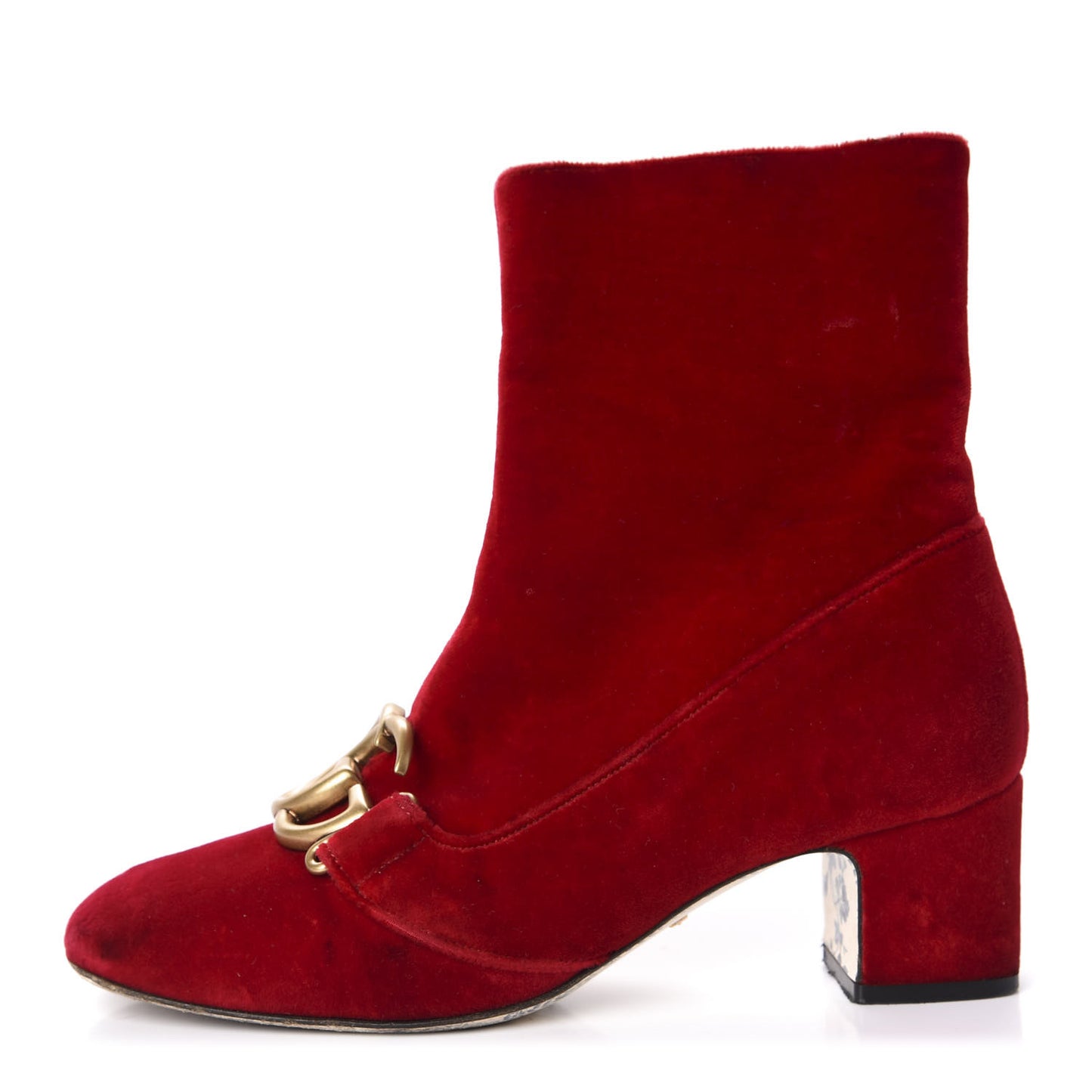 Softy Velvet Malaga Kid GG Victoire 55mm Ankle Boots 36 Hibiscus Red
