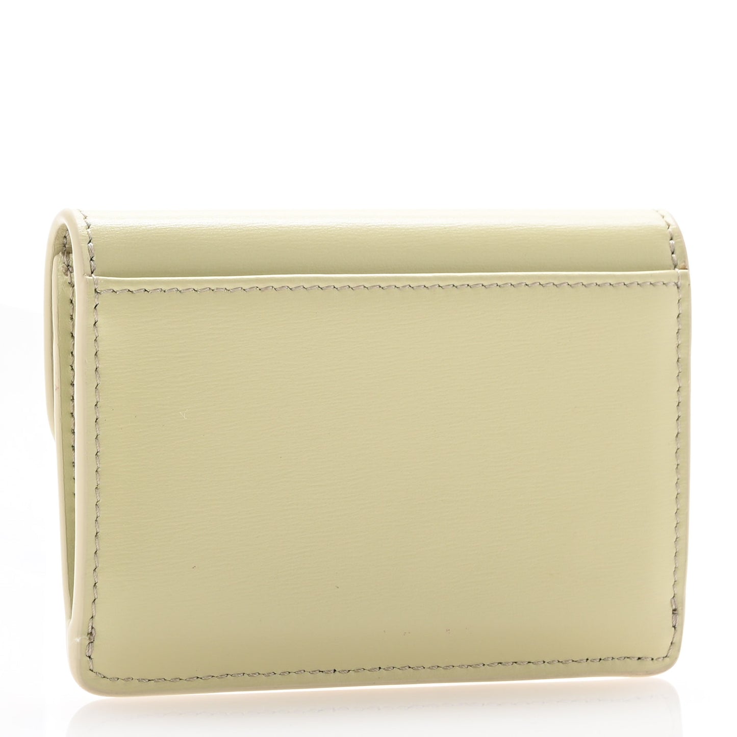 Shiny Calfskin Triomphe Flap Card Holder Almond Green Almond Green