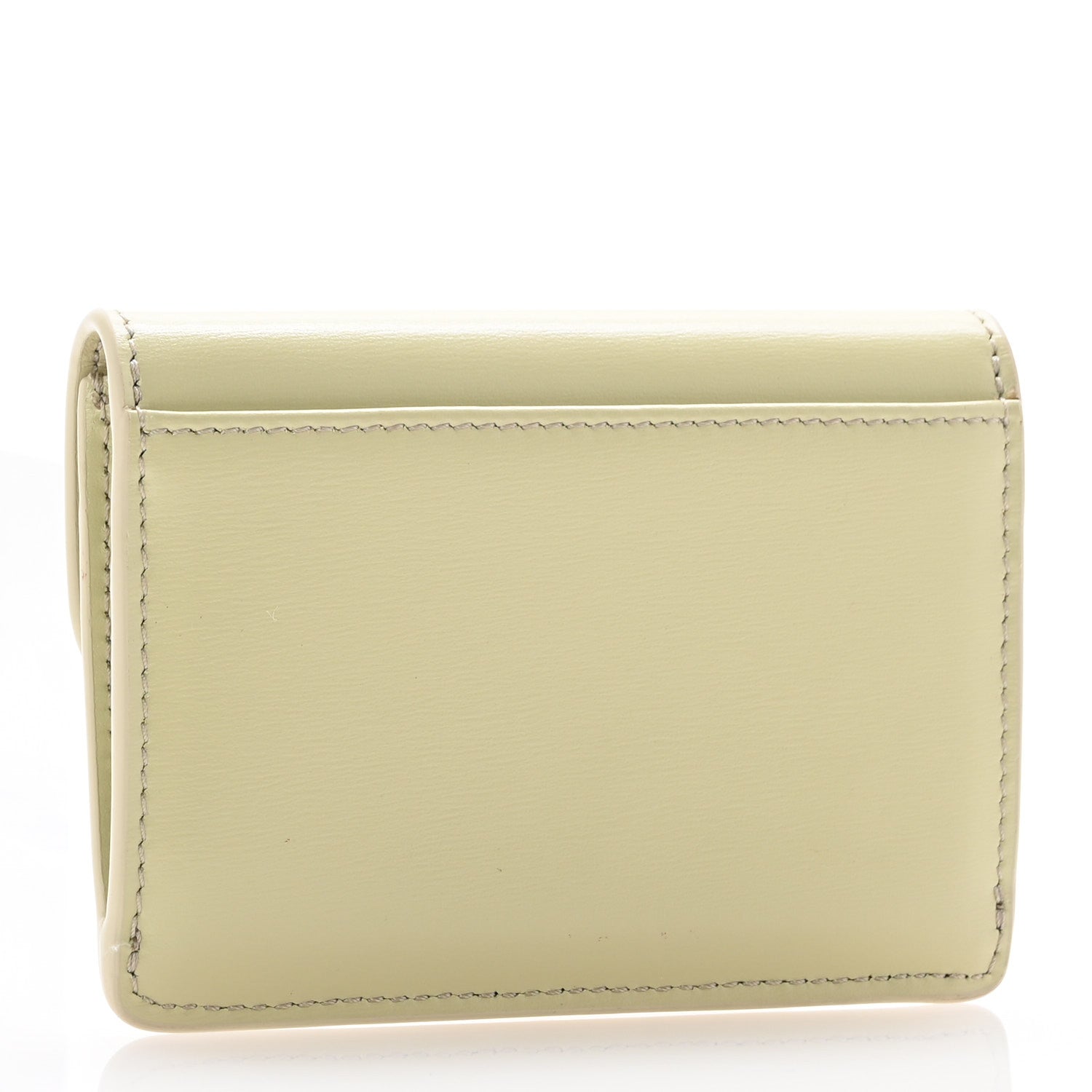 Celine Shiny Calfskin Triomphe Flap Card Holder Almond Green