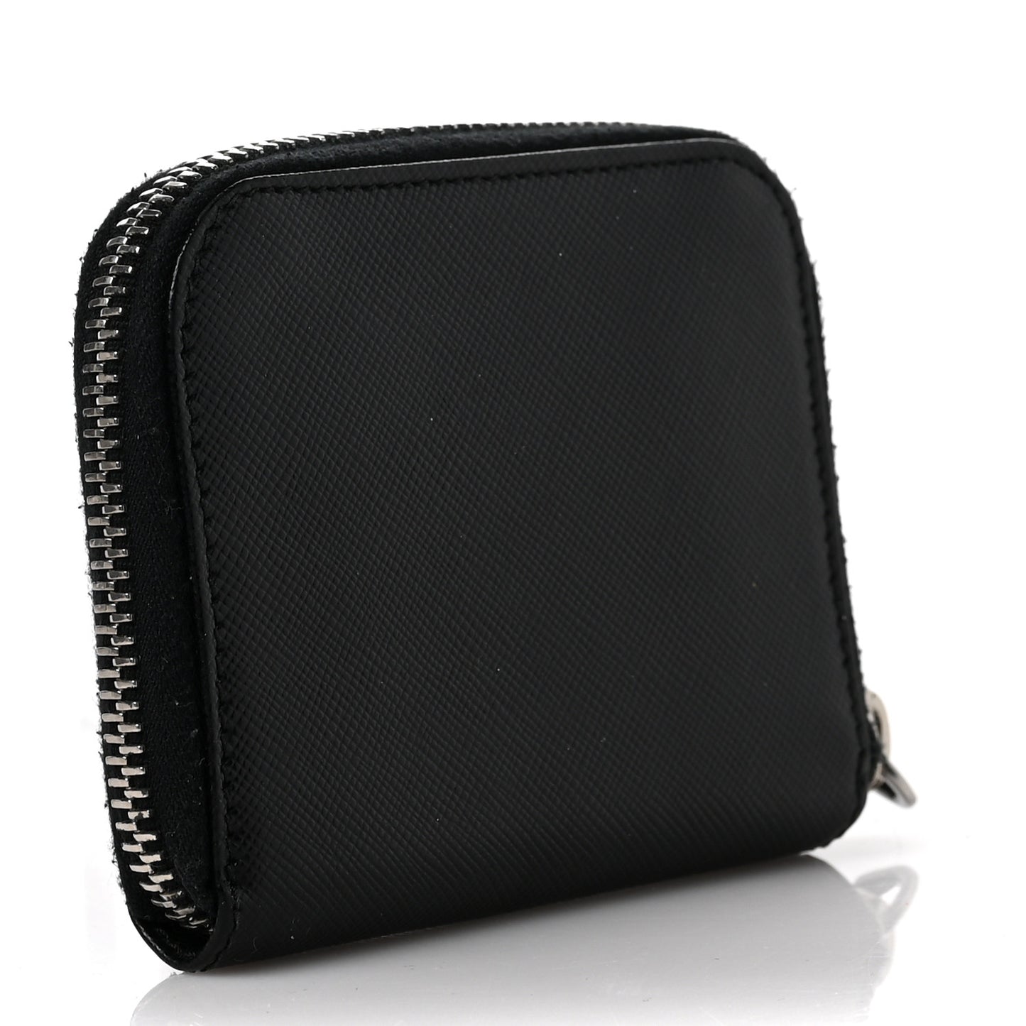 Saffiano Triangle Compact Zip Around Wallet Black