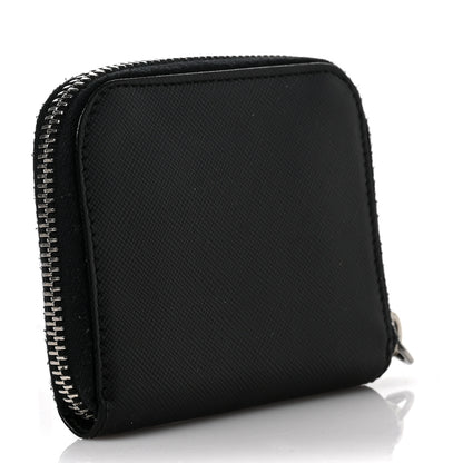 Prada Saffiano Triangle Compact Zip Around Wallet Black 3 of 6