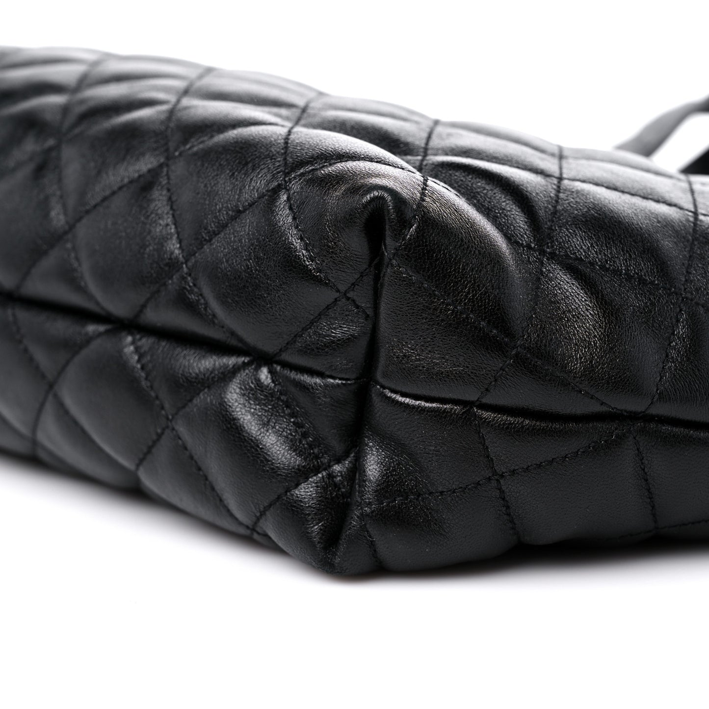 Lambskin Quilted Maxi Icare Shopping Tote Black