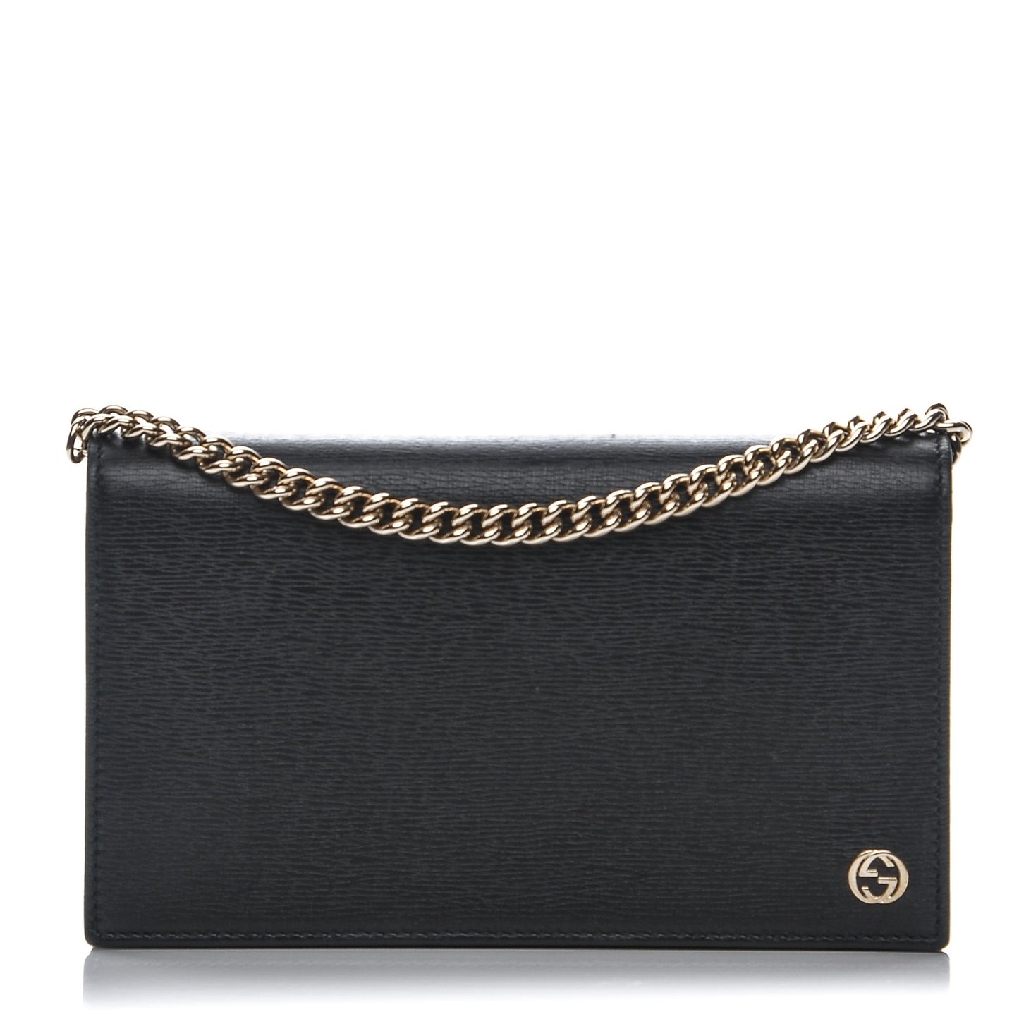 Textured Calfskin Medium Betty Chain Wallet Black