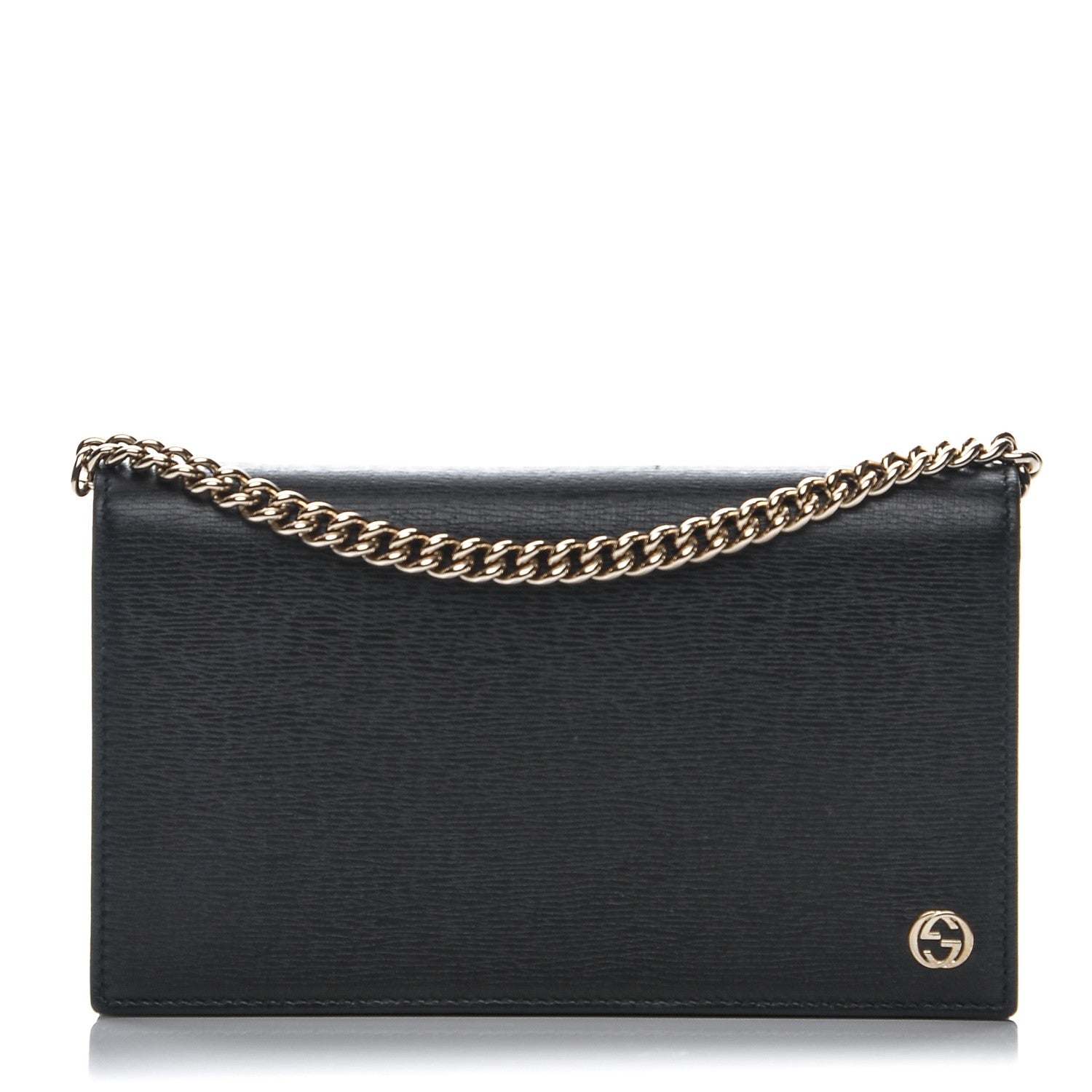 Gucci Textured Calfskin Medium Betty Chain Wallet Black 1 of 8