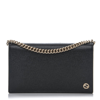 Gucci Textured Calfskin Medium Betty Chain Wallet Black 1 of 8