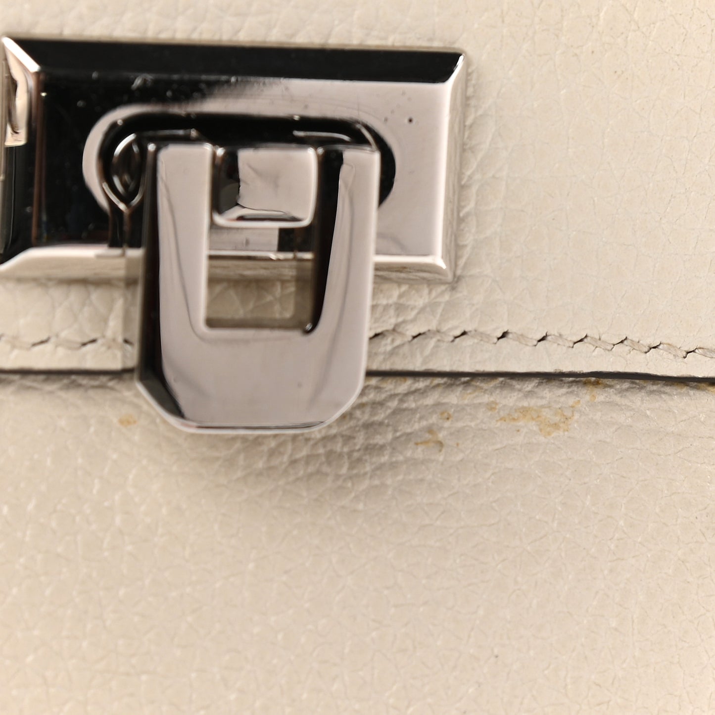 Grainy Calfskin Medium Zumi Top Handle Bag Mystic White