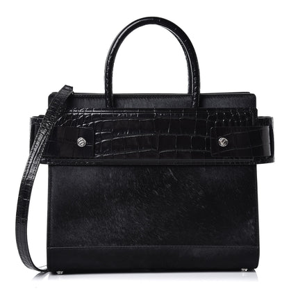 Givenchy Calf Hair Calfskin Crocodile Embossed Small Horizon Satchel Black 1 of 6
