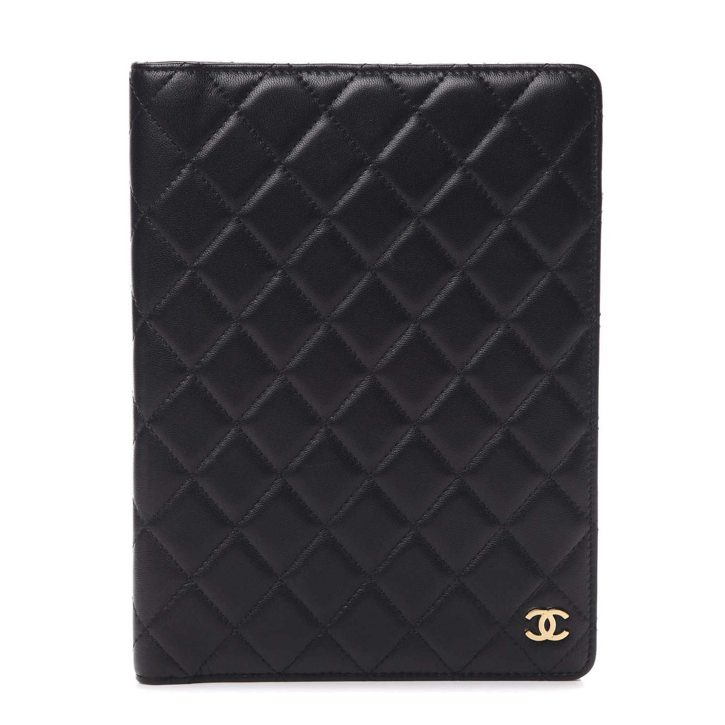 Lambskin Quilted Large Agenda Cover Black