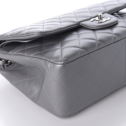 Chanel Metallic Lambskin Quilted Jumbo Double Flap Grey 4 of 9