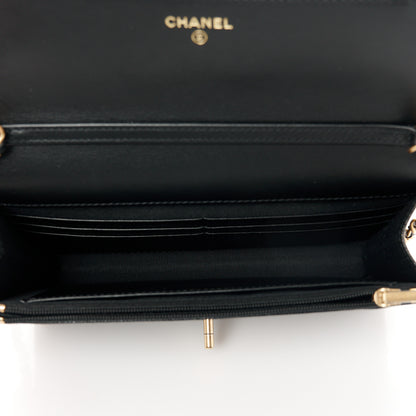 Chanel Caviar Quilted Camellia Wallet On Chain WOC Black 5 of 12