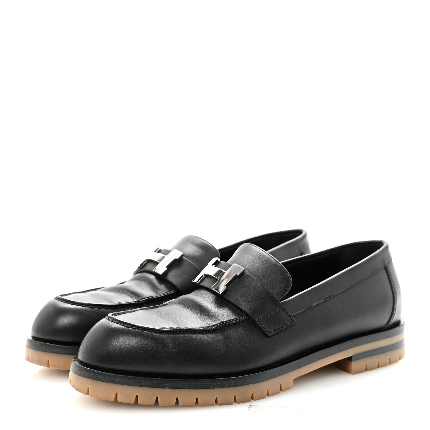 Hermes Calfskin Womens Faubourg Loafers 36.5 Black 4 of 9
