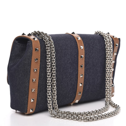 Christian Louboutin Denim Calfskin Spiked Small Sweety Charity Shoulder Bag Blue Cuoio 3 of 9