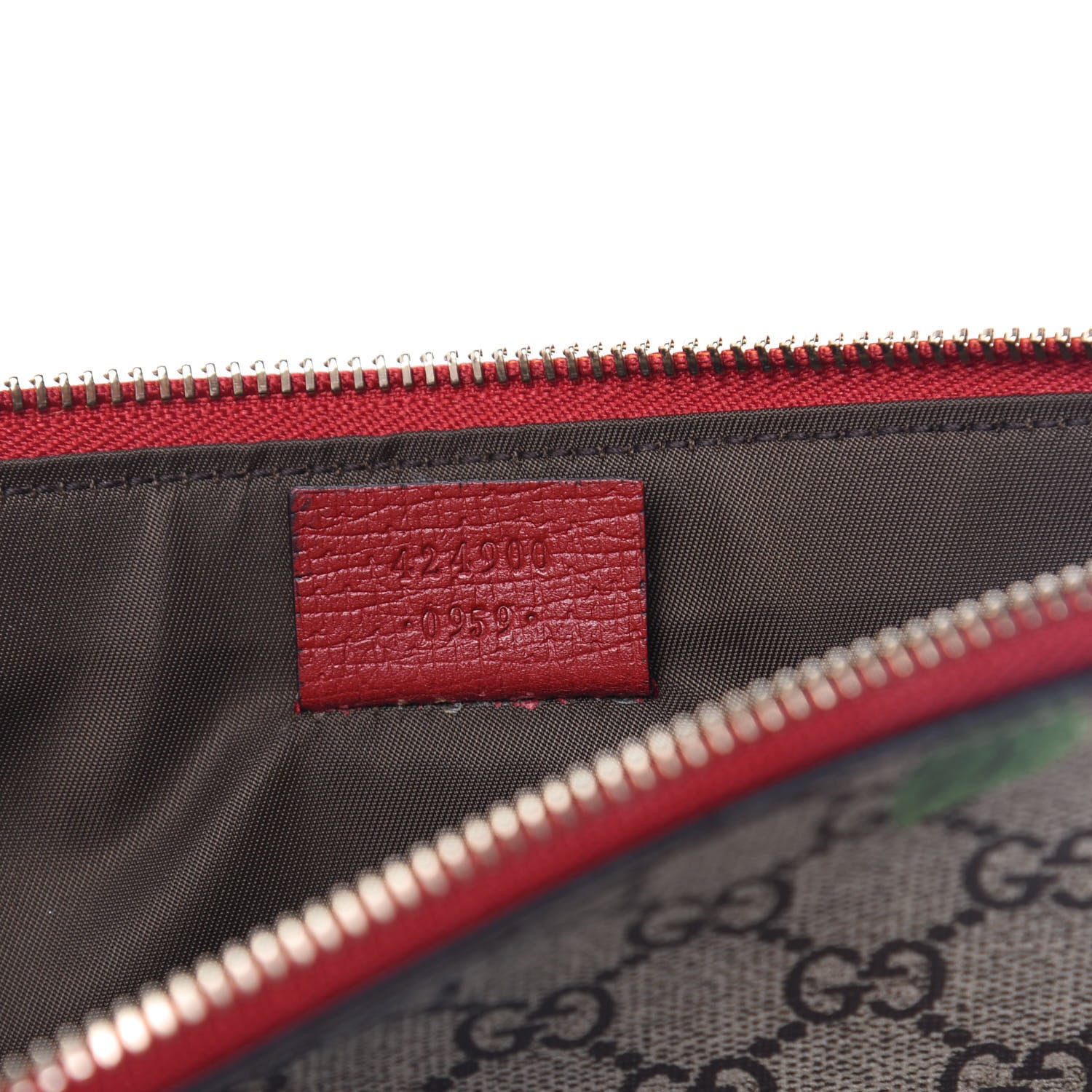 Gucci GG Supreme Monogram Tian Large Zip Pouch Beige Multicolor Red 6 of 11