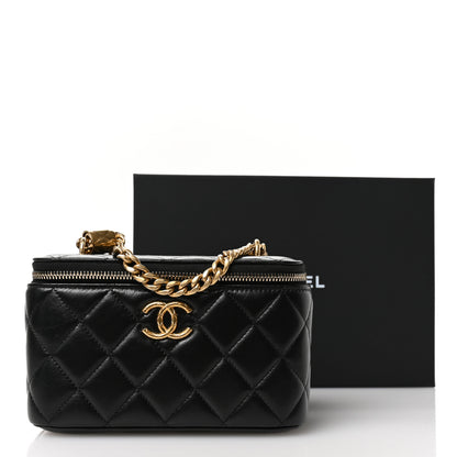Chanel Lambskin Quilted Small Pillow Crush Vanity Case With Chain Black 12 of 13