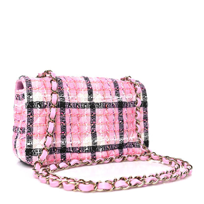 Chanel Tweed Quilted Mini Rectangular Flap Pink Navy White 3 of 10