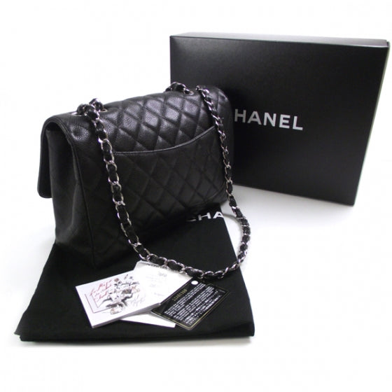 Caviar Jumbo Flap Black