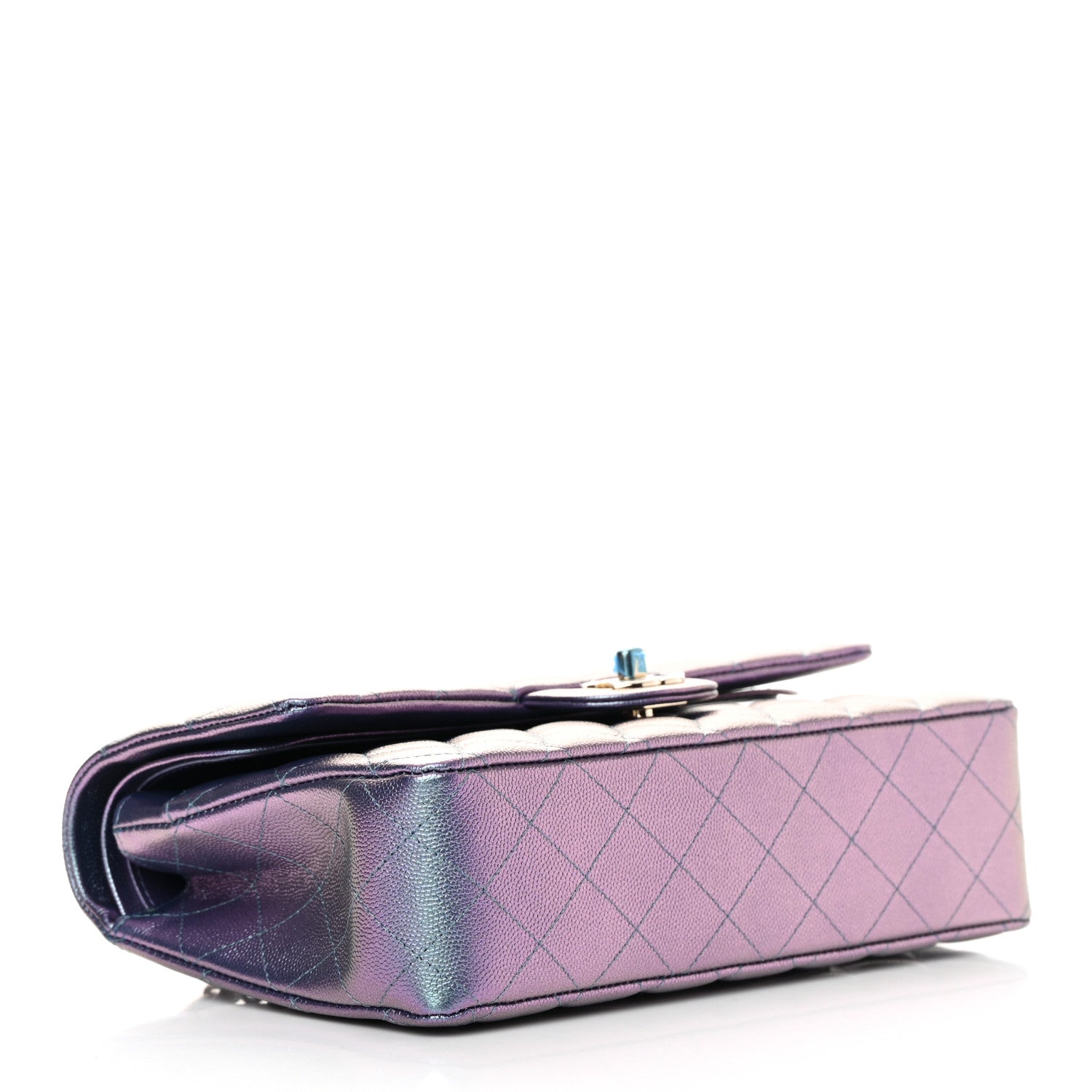 Chanel Iridescent Caviar Quilted Medium Double Flap Dark Blue 4 of 13