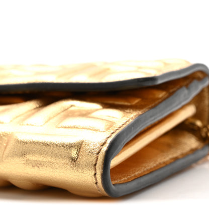 Fendi Vitello Catalan Mirror FF 1974 Embossed Continental Wallet on Chain Gold 9 of 9