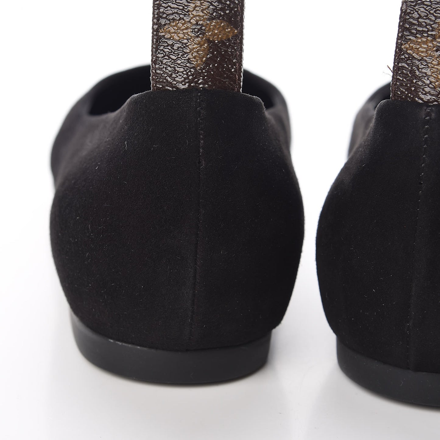 Suede Monogram Uniformes Ballet Flats 37.5 Black