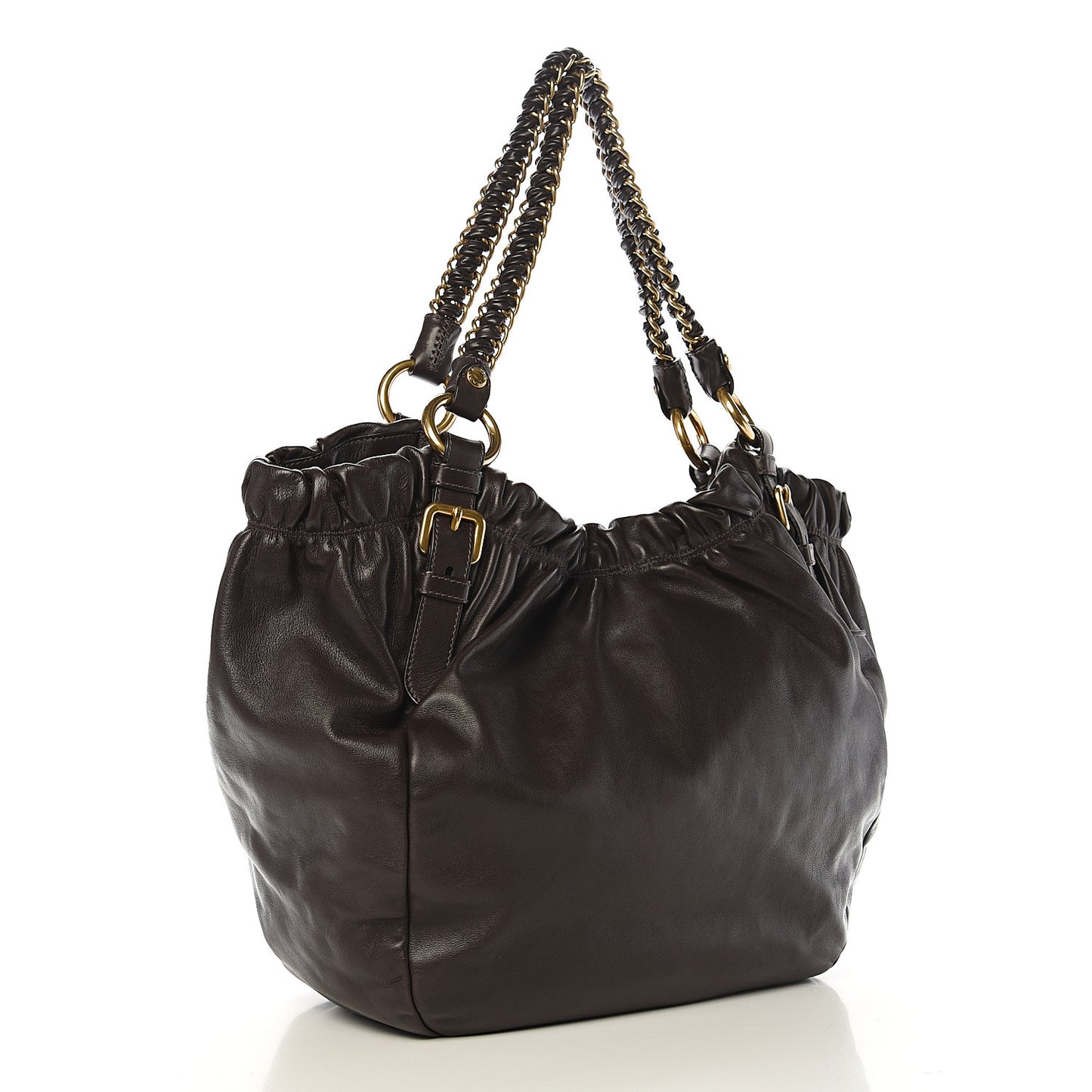 Soft Calf Gathered Tote Dark Brown