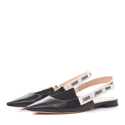 Christian Dior Lambskin Ribbon J'Adior Slingback Ballet Flats 39 Black 3 of 12