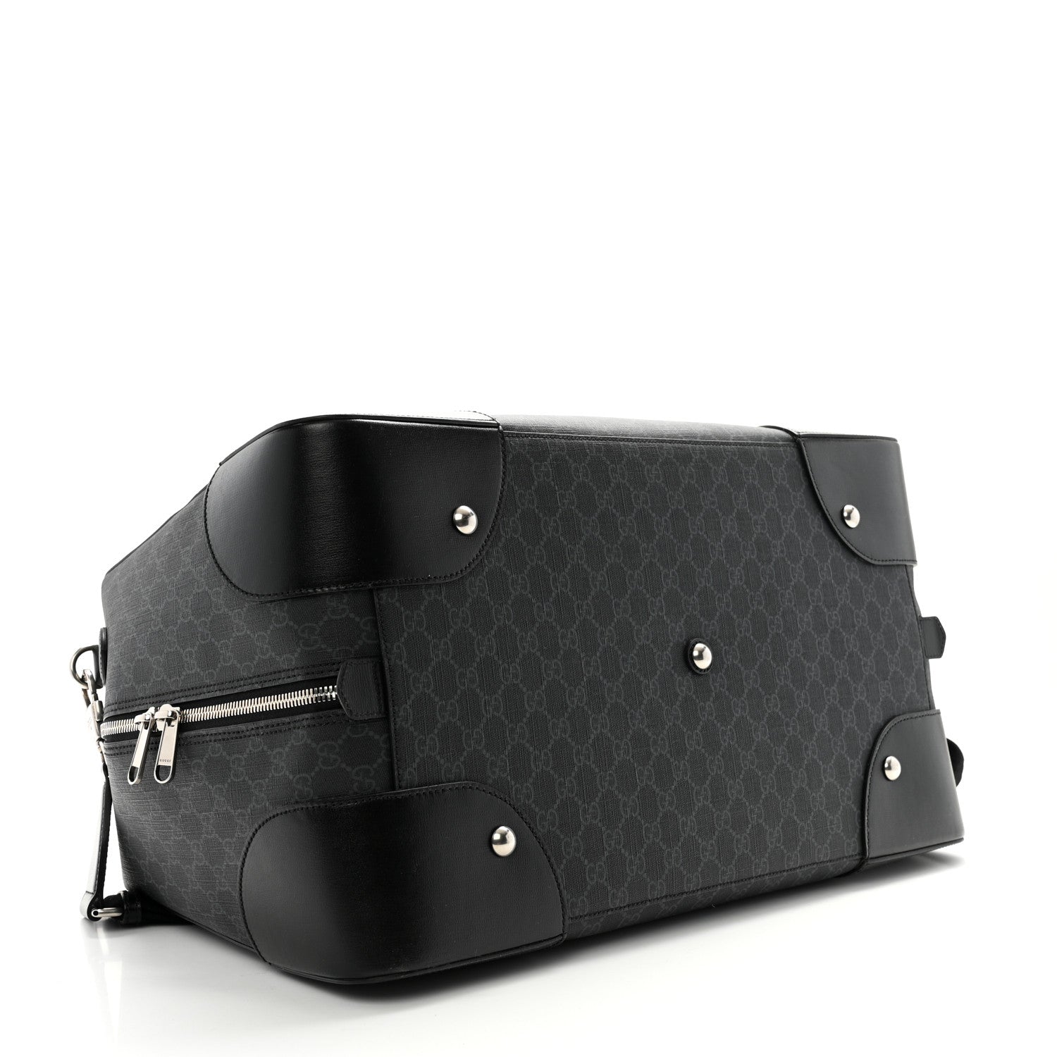 Gucci GG Supreme Monogram Azalea Calfskin Retro Interlocking G Large Duffle Bag Black Grey 3 of 13