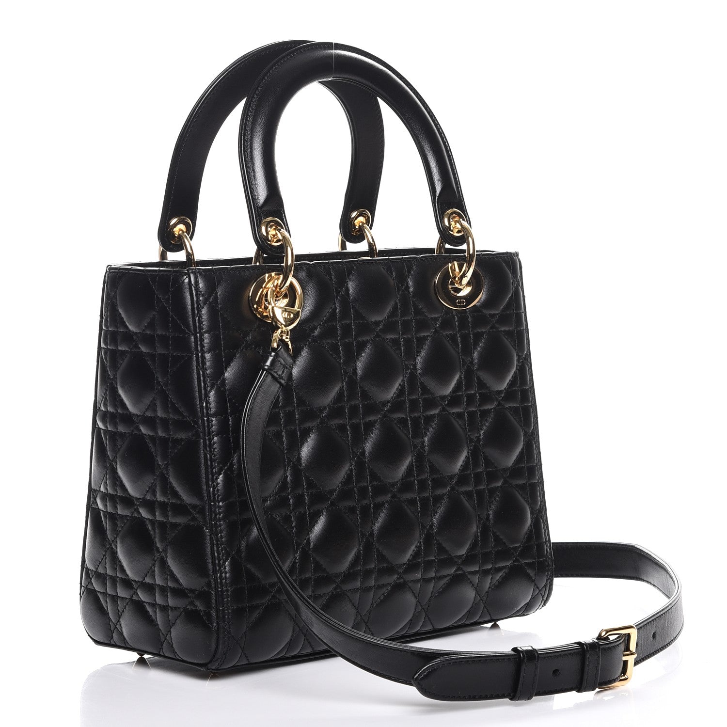 Christian Dior Lambskin Cannage Medium Lady Dior Black 4 of 8