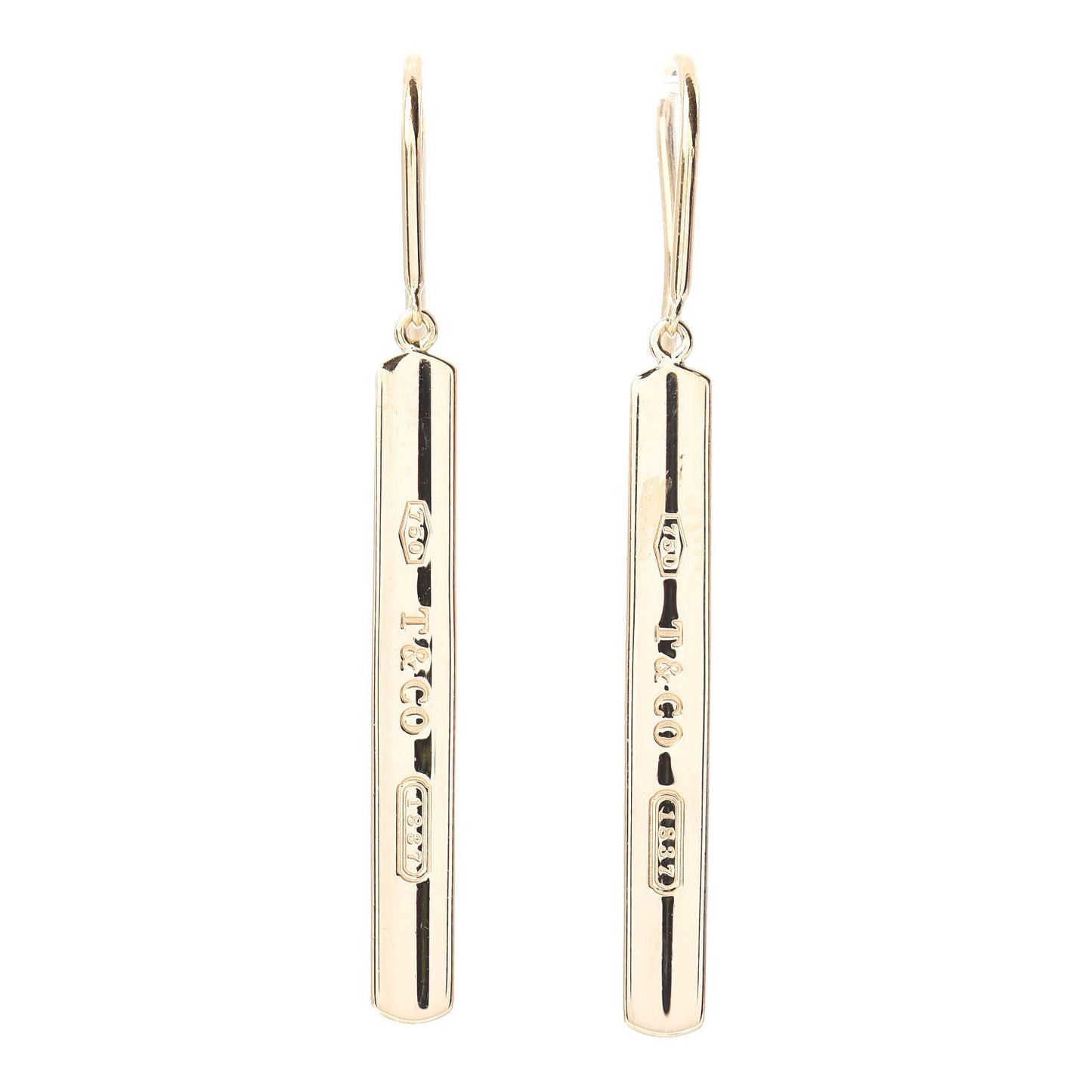 18K Yellow Gold 1837 Bar Drop Earrings