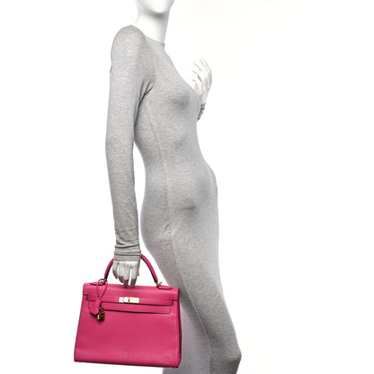 Hermes Chevre Mysore Kelly Retourne 32 Rose Shocking 2 of 11