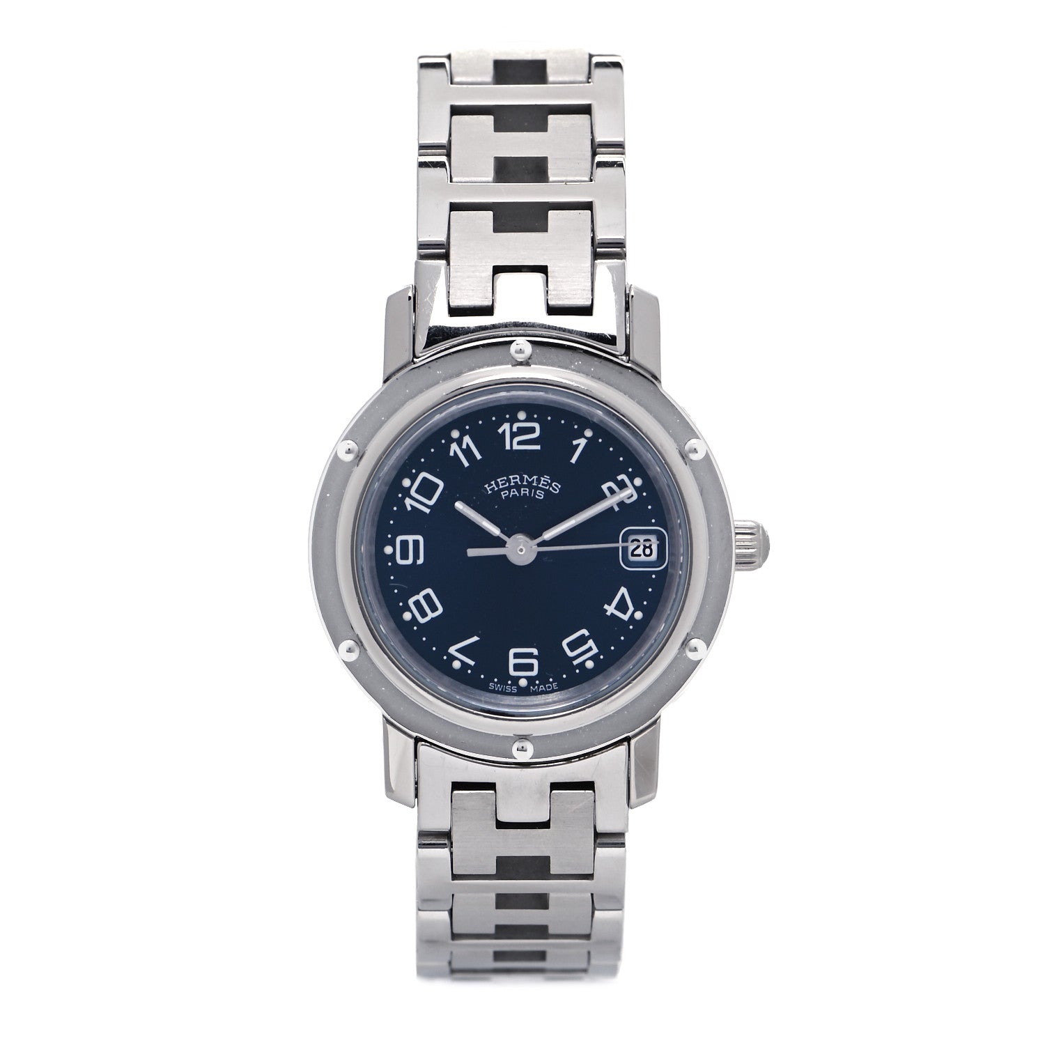 Hermes Stainless Steel 24mm Clipper Quartz Watch Blue 1 of 5