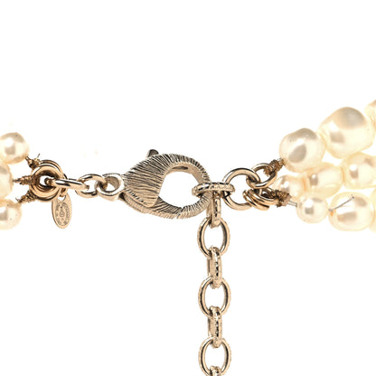 Chanel Graduated Pearl Crystal CC Multi Strand Necklace Gold 4 of 8