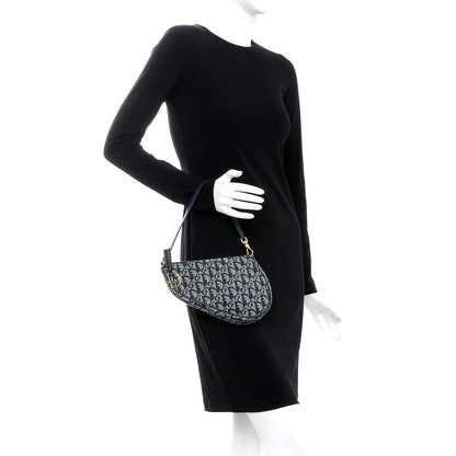 Christian Dior Monogram Mini Saddle Pochette Blue 2 of 7
