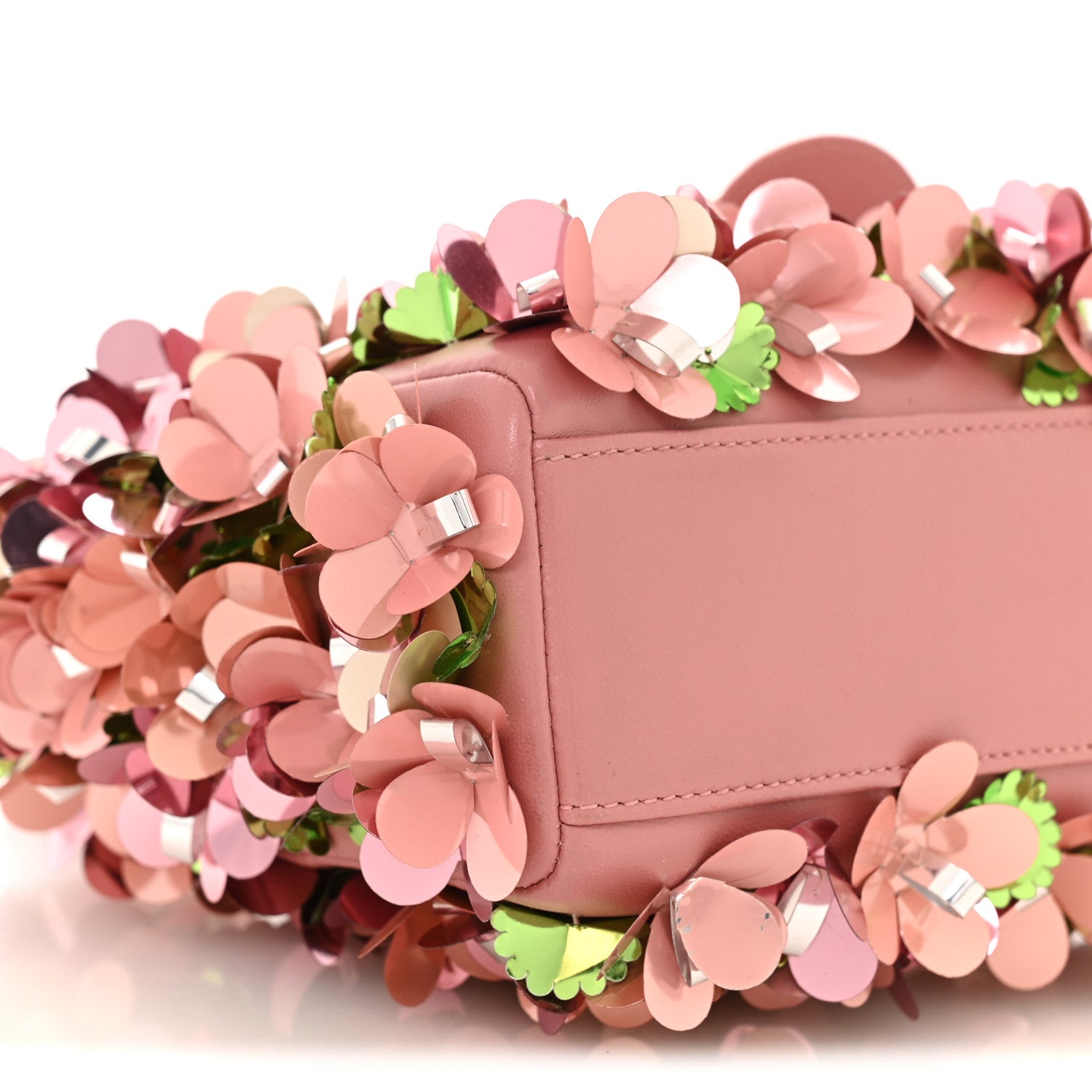 Christian Dior Calfskin Flower Charm Embellished Mini Lady Dior