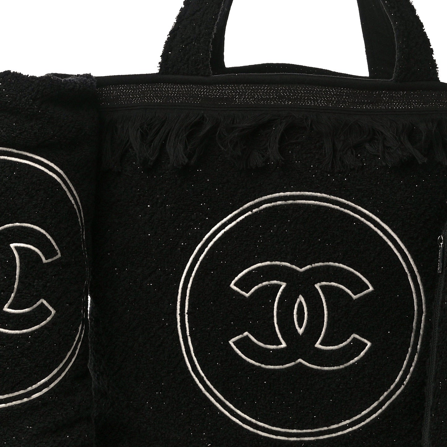 Terry Cotton CC Beach Tote Towel Set Black