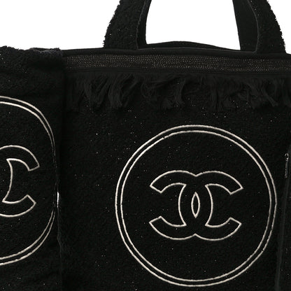 Chanel Terry Cotton CC Beach Tote Towel Set Black 14 of 16