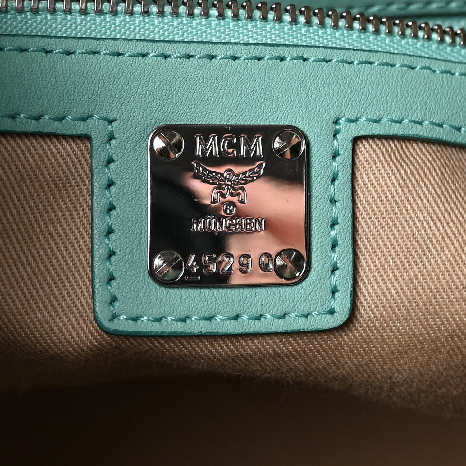 MCM Calfskin Ottomar Monogram Medium Klara Hobo Pool Blue 6 of 9