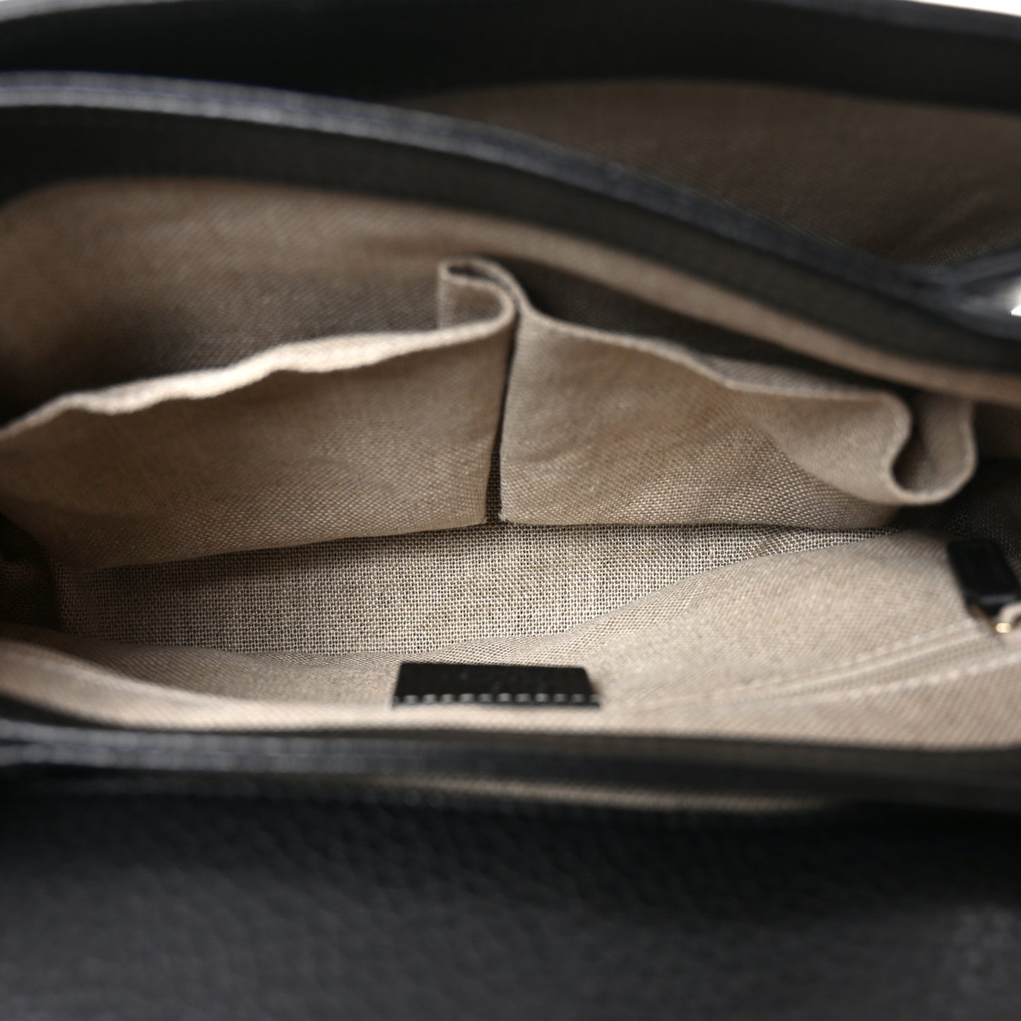 Dollar Calfskin Interlocking G Top Handle Shoulder Bag Black
