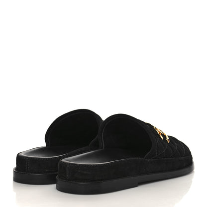 Chanel Suede Stitched Resin CC Mules 41 Black 4 of 8
