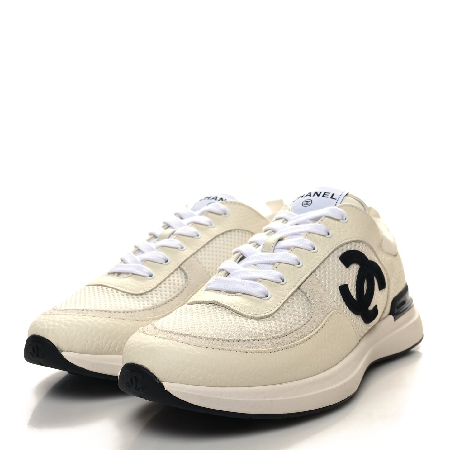 Calfskin Mesh Lycra Suede Womens Logo Sneakers 40 White