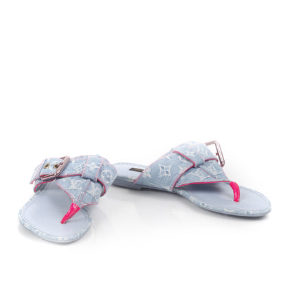 Louis Vuitton Bleached Denim Rosa Thong Sandals 37 1 of 9