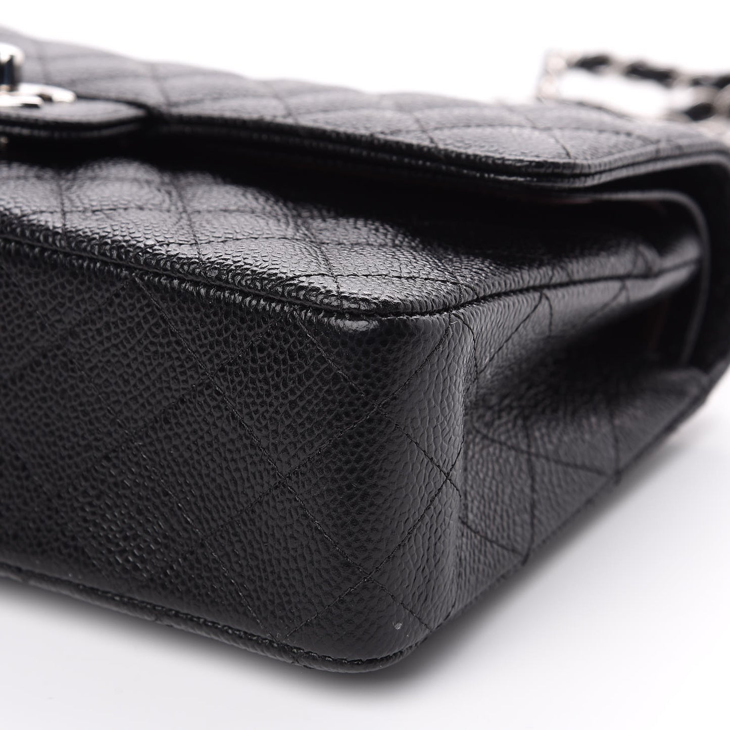 Caviar Quilted Medium Double Flap Black